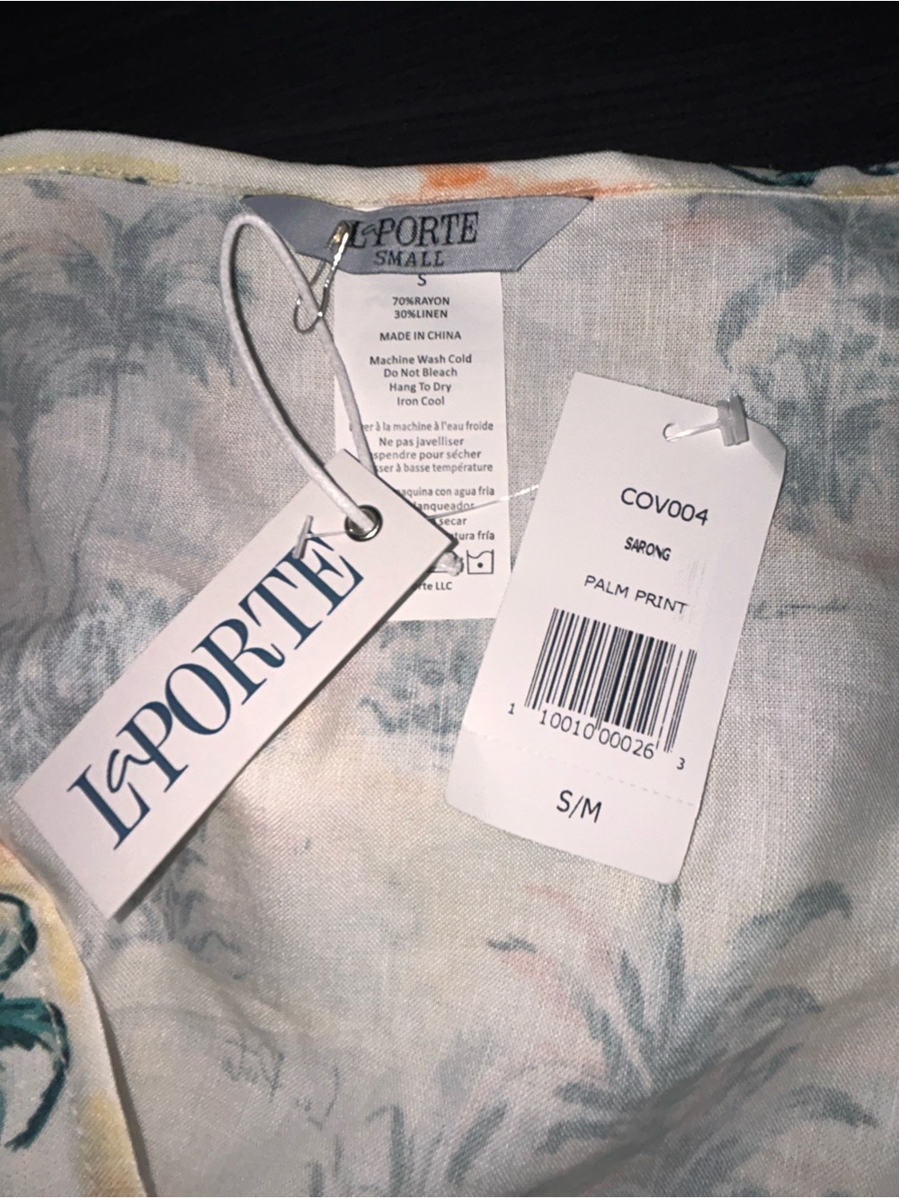 La Porte Palm Print Sarong size S NWT - Picture 7 of 8